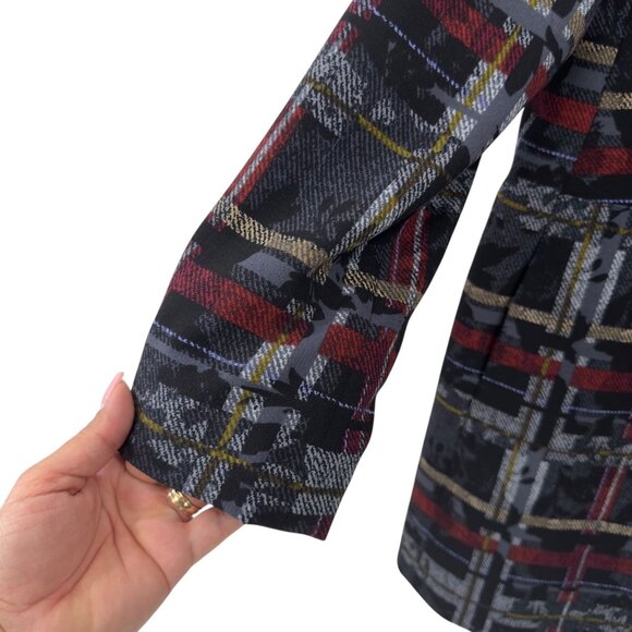 Nine West Womens Plaid Button-Up Crepe Toper Jackets Size 12 Lined /Multicolored - Picture 7 of 12